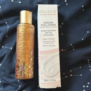 Pacifica Beauty CRYSTAL BRONZE Body Oil + VEGAN COLLAGEN Every Day Lotion SPF 30